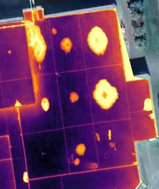 Relevé thermographique par drone d'une toiture à bassin